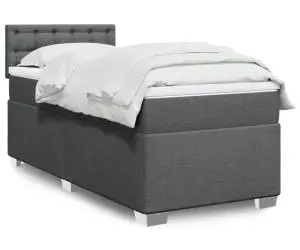 vidaXL Pat box spring cu saltea, gri închis, 80x200 cm, textil