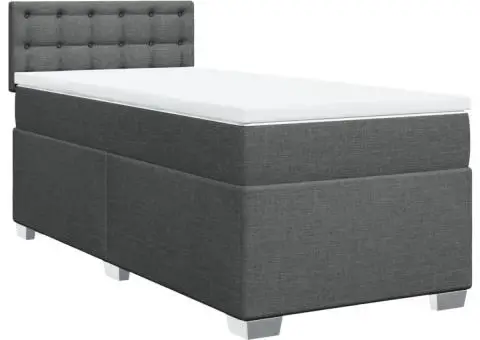 Pat box spring cu saltea, gri închis, 80x200 cm, textil - 3/5