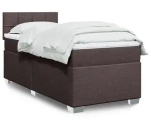 vidaXL Pat box spring cu saltea, maro închis, 100x200 cm, textil