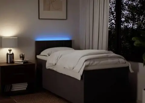 Pat box spring cu saltea, maro închis, 100x200 cm, textil - 5/5