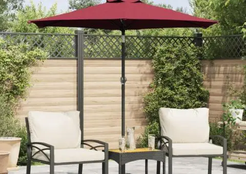 Umbrelă soare grădină stâlp din oțel roșu bordo 225x225x212 cm - 1/5