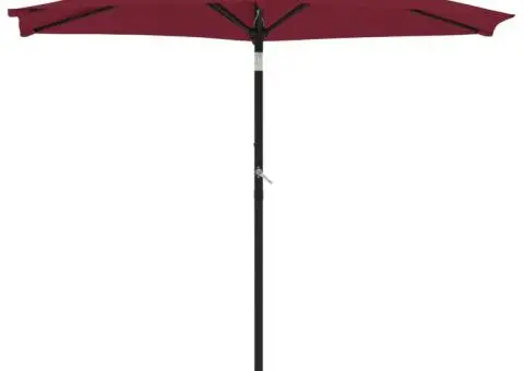Umbrelă soare grădină stâlp din oțel roșu bordo 225x225x212 cm - 3/5