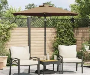 vidaXL Umbrelă soare de grădină stâlp din oțel/LED taupe 225x225x212cm