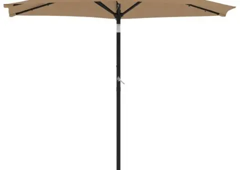 Umbrelă soare de grădină stâlp din oțel/LED taupe 225x225x212cm - 4/5