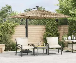 vidaXL Umbrelă soare de grădină cu stâlp din oțel, maro 246x246x230 cm