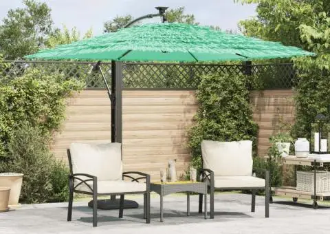 Umbrelă soare de grădină cu stâlp din oțel verde 246x246x230 cm - 1/5
