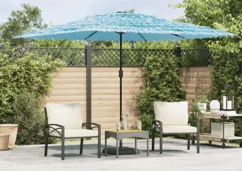 Umbrelă soare de grădină stâlp din oțel, albastru 290x290x238cm - 1/5