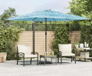 vidaXL Umbrelă soare de grădină stâlp din oțel, albastru 290x290x238cm