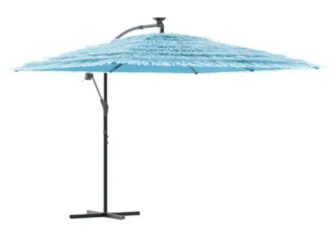 Umbrelă soare de grădină stâlp din oțel, albastru 290x290x238cm - 2/5