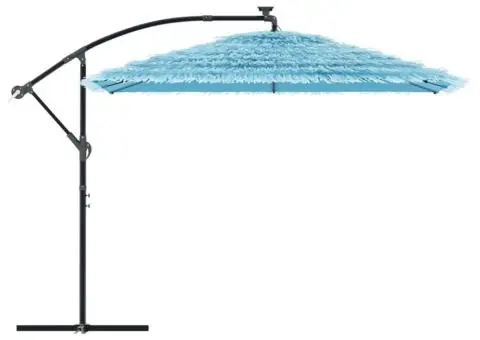 Umbrelă soare de grădină stâlp din oțel, albastru 290x290x238cm - 4/5