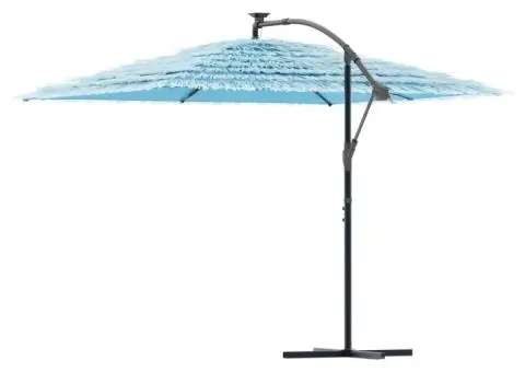 Umbrelă soare de grădină stâlp din oțel, albastru 290x290x238cm - 5/5