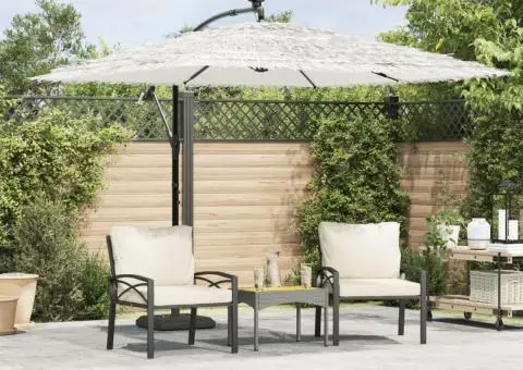 Umbrelă soare de grădină stâlp din oțel, alb 269x269x235cm - 1/5