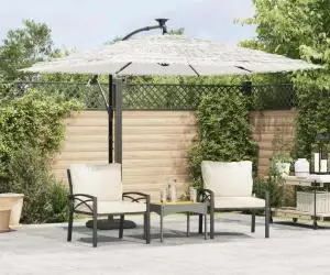 vidaXL Umbrelă soare de grădină stâlp din oțel, alb 269x269x235cm