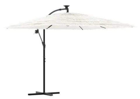 Umbrelă soare de grădină stâlp din oțel, alb 269x269x235cm - 2/5