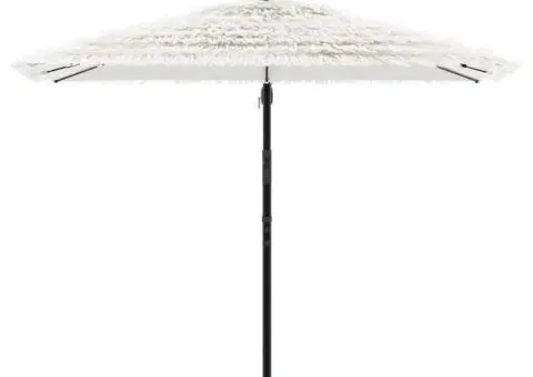 Umbrelă soare de grădină stâlp din oțel, alb 269x269x235cm - 3/5