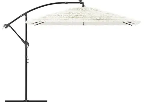 Umbrelă soare de grădină stâlp din oțel, alb 269x269x235cm - 4/5