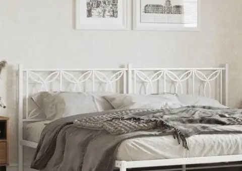 Tăblie de pat metalică, alb, 193 cm - 1/5