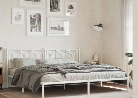 Tăblie de pat metalică, alb, 193 cm - 3/5