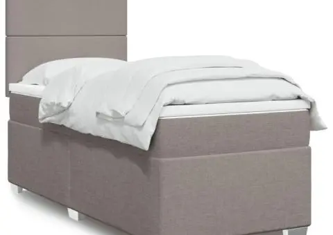 Pat box spring cu saltea, gri taupe, 80x200 cm, textil - 1/5