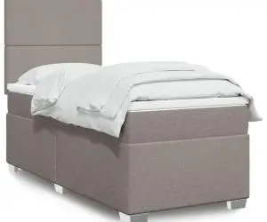 vidaXL Pat box spring cu saltea, gri taupe, 80x200 cm, textil