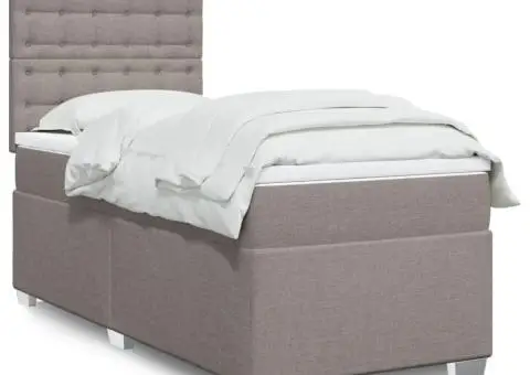 Pat box spring cu saltea, gri taupe, 80x200 cm, textil - 1/5