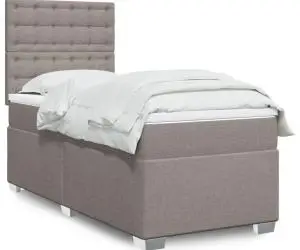 vidaXL Pat box spring cu saltea, gri taupe, 80x200 cm, textil