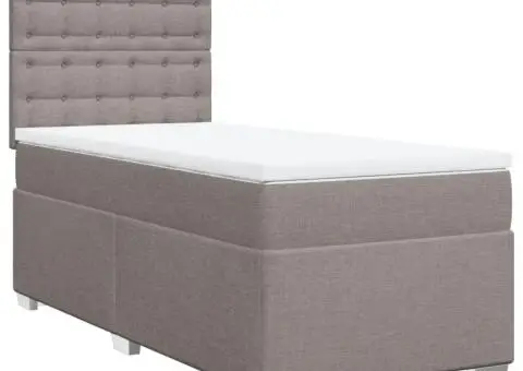 Pat box spring cu saltea, gri taupe, 80x200 cm, textil - 2/5