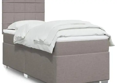 Pat box spring cu saltea, gri taupe, 80x200 cm, textil - 1/5