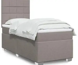 vidaXL Pat box spring cu saltea, gri taupe, 80x200 cm, textil