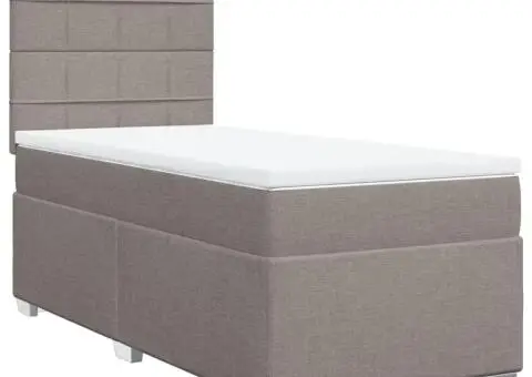 Pat box spring cu saltea, gri taupe, 80x200 cm, textil - 2/5