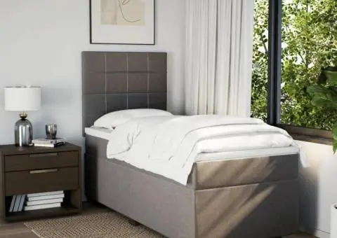 Pat box spring cu saltea, gri taupe, 80x200 cm, textil - 3/5