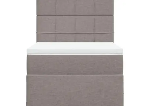 Pat box spring cu saltea, gri taupe, 80x200 cm, textil - 4/5