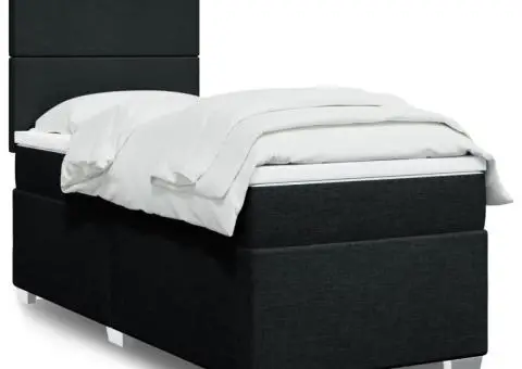Pat box spring cu saltea, negru, 80x200 cm, textil - 1/5