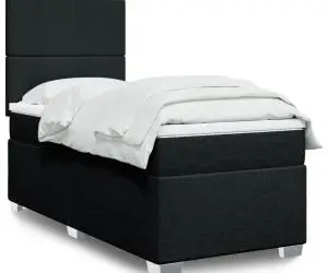 vidaXL Pat box spring cu saltea, negru, 80x200 cm, textil