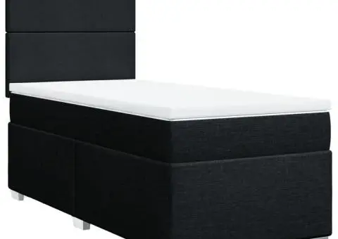 Pat box spring cu saltea, negru, 80x200 cm, textil - 2/5