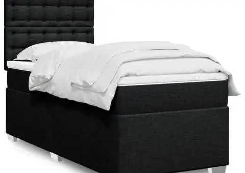 Pat box spring cu saltea, negru, 80x200 cm, textil - 1/5
