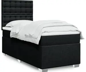 vidaXL Pat box spring cu saltea, negru, 80x200 cm, textil