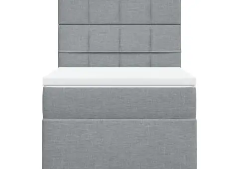 Pat box spring cu saltea, gri deschis, 100x200 cm, textil - 4/5