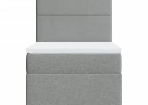 Pat box spring cu saltea, gri deschis, 100x200 cm, textil - 4/5