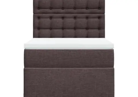 Pat box spring cu saltea, maro închis, 100x200 cm, textil - 4/5