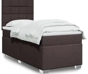 vidaXL Pat box spring cu saltea, maro închis, 100x200 cm, textil