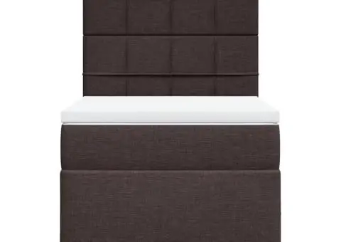 Pat box spring cu saltea, maro închis, 100x200 cm, textil - 4/5