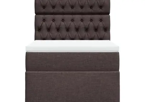 Pat box spring cu saltea, maro închis, 100x200 cm, textil - 4/5
