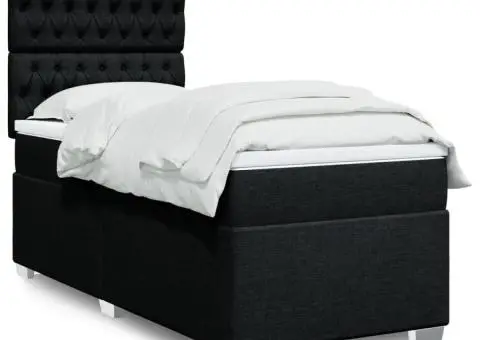 Pat box spring cu saltea, negru, 90x190 cm, textil - 1/5