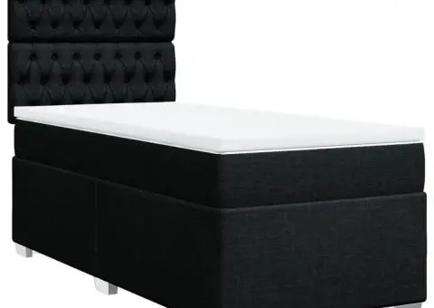 Pat box spring cu saltea, negru, 90x190 cm, textil - 2/5