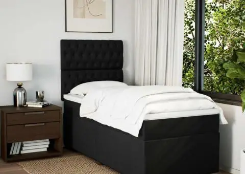 Pat box spring cu saltea, negru, 90x190 cm, textil - 3/5