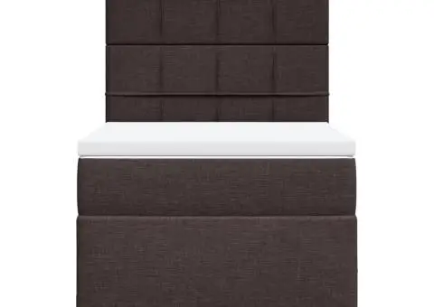 Pat box spring cu saltea, maro închis, 90x190 cm, textil - 4/5