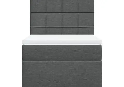 Pat box spring cu saltea, gri închis, 100x200 cm, textil - 4/5