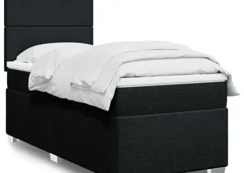 Pat box spring cu saltea, negru, 90x190 cm, textil - 1/5