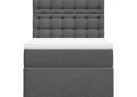 Pat box spring cu saltea, gri închis, 100x200 cm, textil - 4/5
